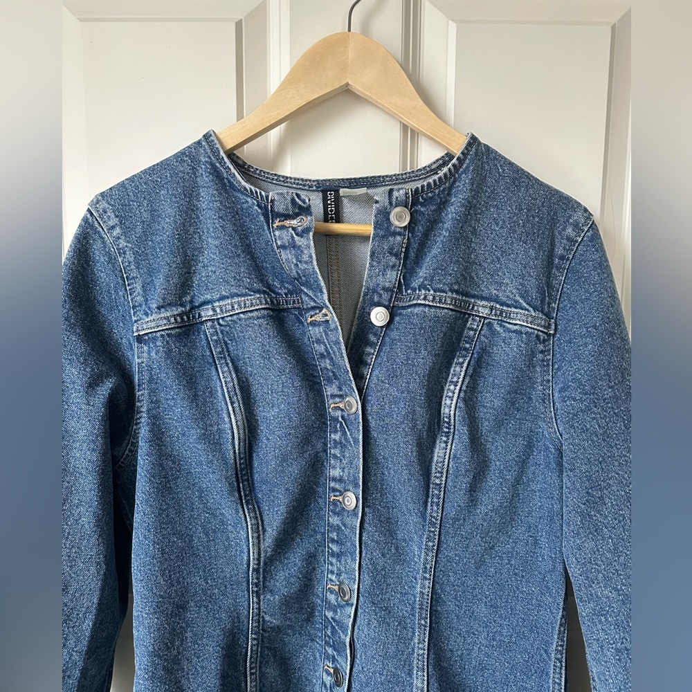 Button Front long sleeved denim dress